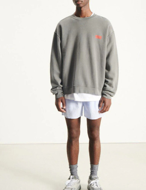 American Vintage Pull Homme Col Rond Plizzy Gris Vintage - 5