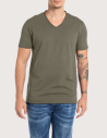 REPLAY T-Shirt Manches Courtes Homme Col V Kaki 851