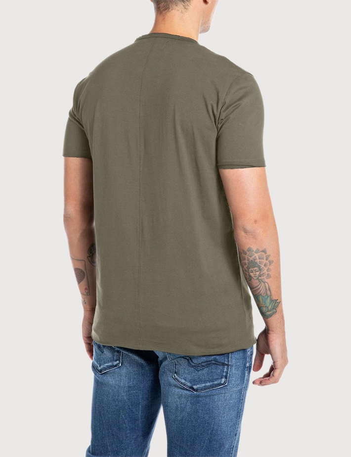 REPLAY T-Shirt Manches Courtes Homme Col V Kaki 851 - 2