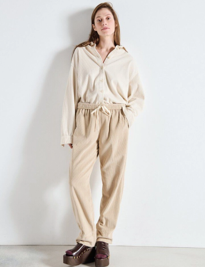 American Vintage Pantalon Carotte Femme Padow Beige - 5