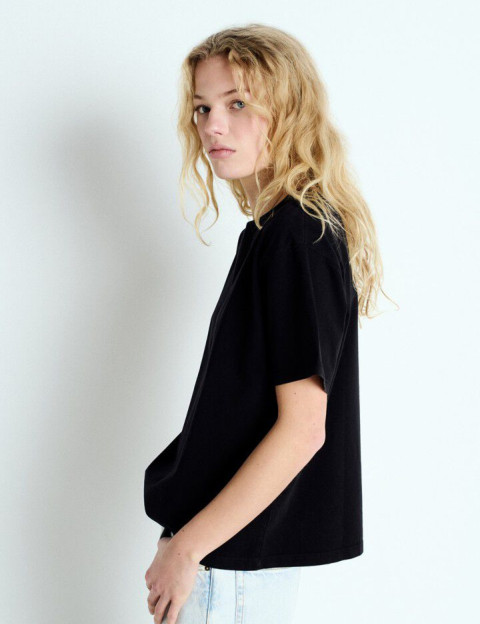 American Vintage T-Shirt Droit Femme Fizvalley Noir - 2