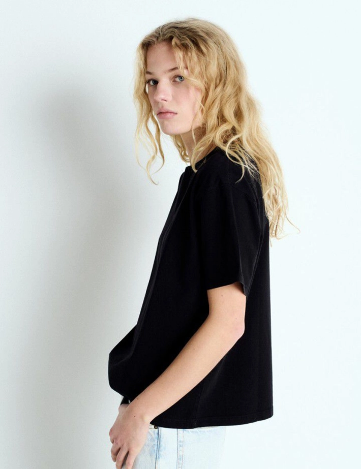 American Vintage T-Shirt Droit Femme Fizvalley Noir - 2