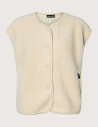 PIECES Gilet Femme Sans Manches Katty Teddy Noos Ecru