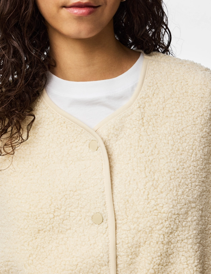 PIECES Gilet Femme Sans Manches Katty Teddy Noos Ecru - 4