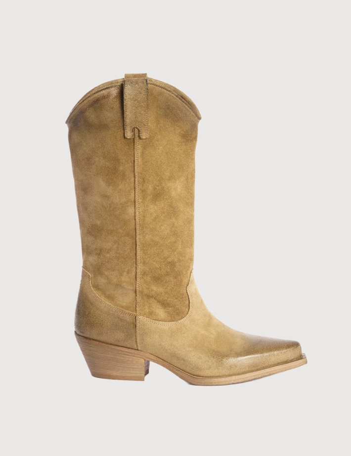 Métisse Santiags en Cuir Motifs Taupe