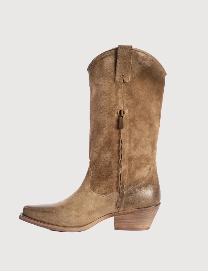 Métisse Santiags en Cuir Motifs Taupe - 3