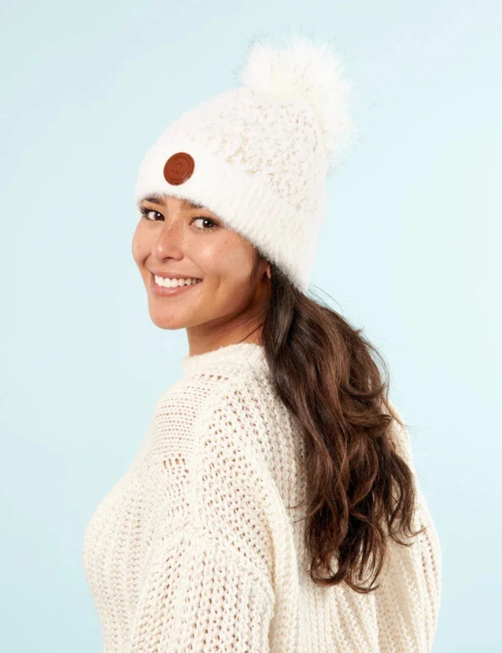 CABAIA Bonnet Beanie Angel Face 3 Pompons Blanc