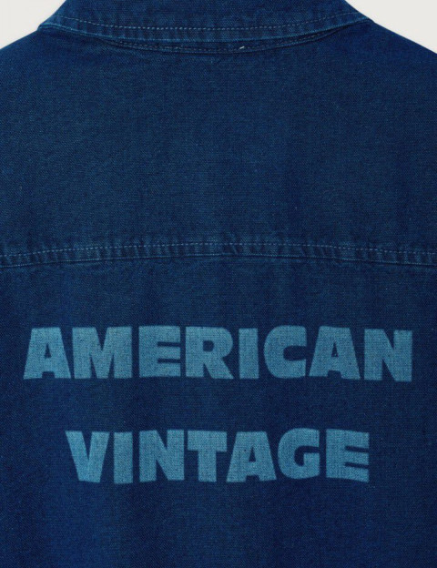 American Vintage Chemise Manches Longues Comow Homme Ample Bleu Brut - 7