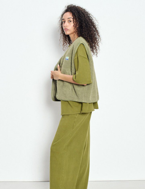 American Vintage Veste Courte Sans Manches Femme Hoktown Kaki Chiné - 4
