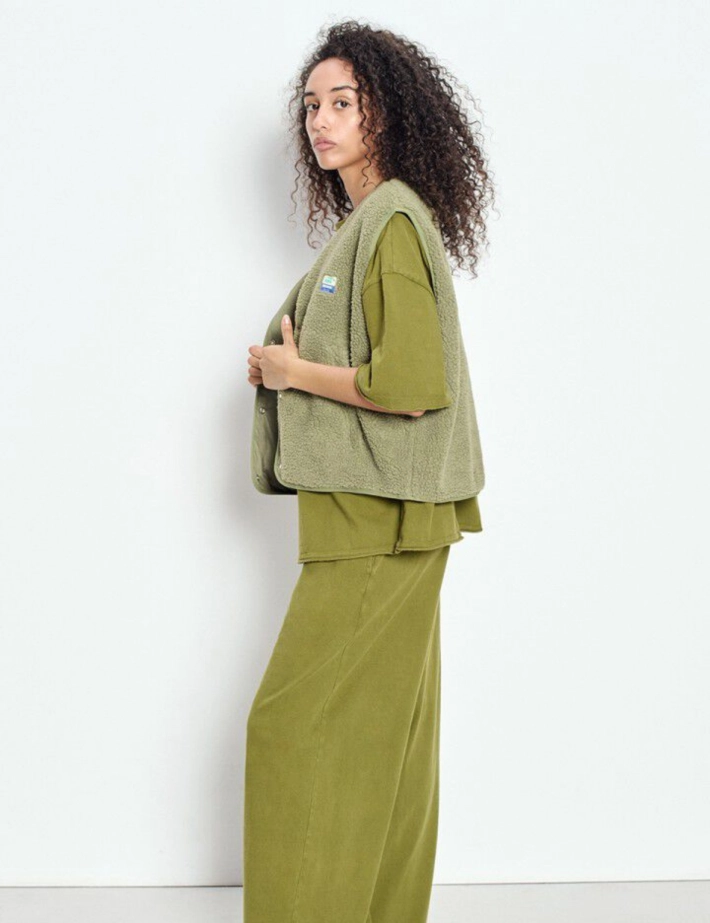 American Vintage Veste Courte Sans Manches Femme Hoktown Kaki Chiné - 4