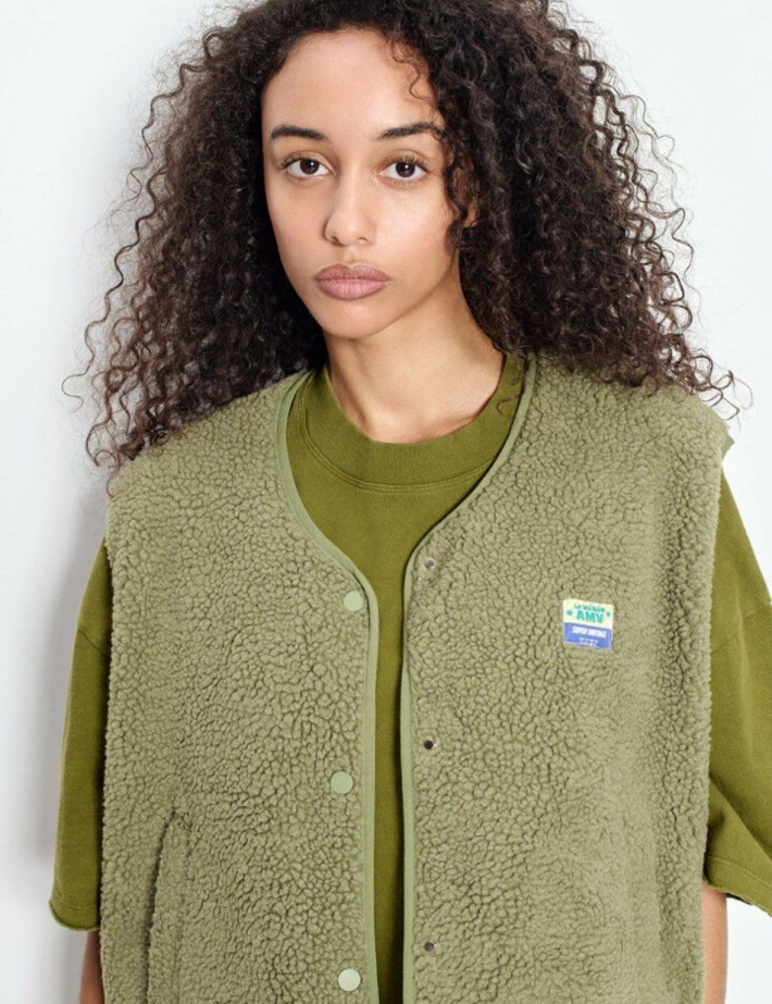 American Vintage Veste Courte Sans Manches Femme Hoktown Kaki Chiné - 5