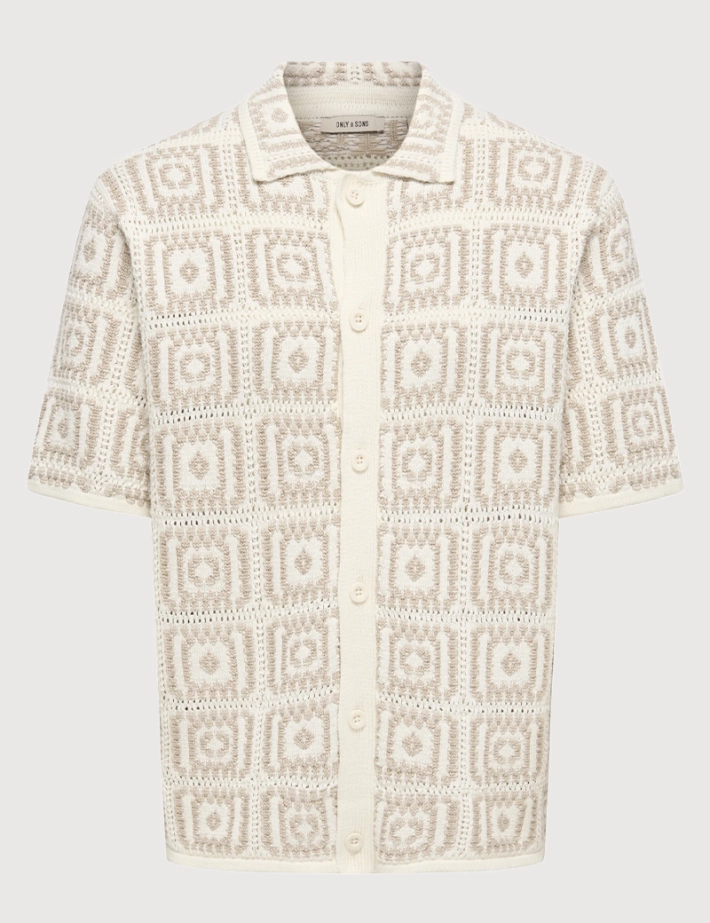 Only & Sons Chemise Homme Manches Courtes Bart Beige Noos