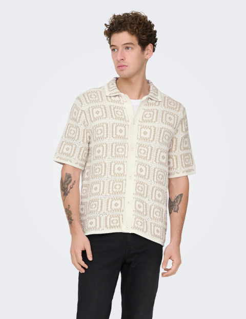 Only & Sons Chemise Homme Manches Courtes Bart Beige Noos - 5
