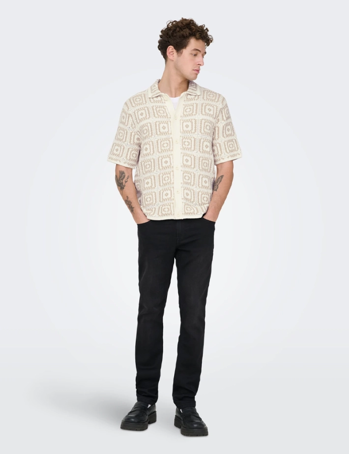 Only & Sons Chemise Homme Manches Courtes Bart Beige Noos - 6