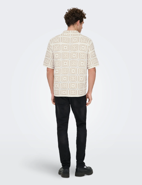Only & Sons Chemise Homme Manches Courtes Bart Beige Noos - 7