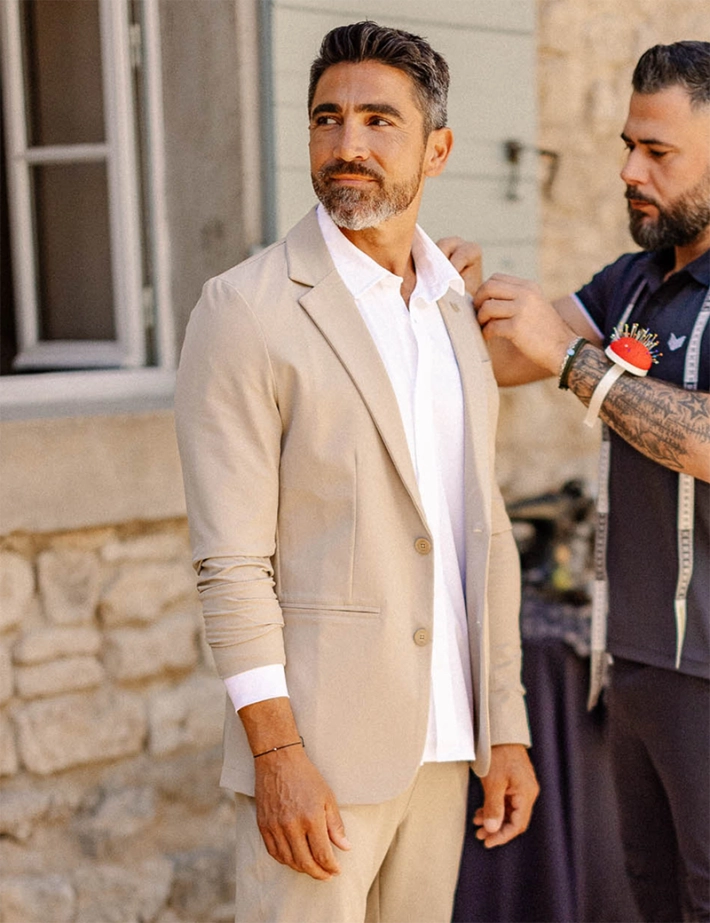 HBT Taylor Chic Chaine & Trame Rumba | Andy Veste Homme Beige