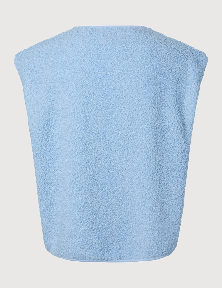 PIECES Gilet Femme Sans Manches Katty Teddy Noos Bleu - 3