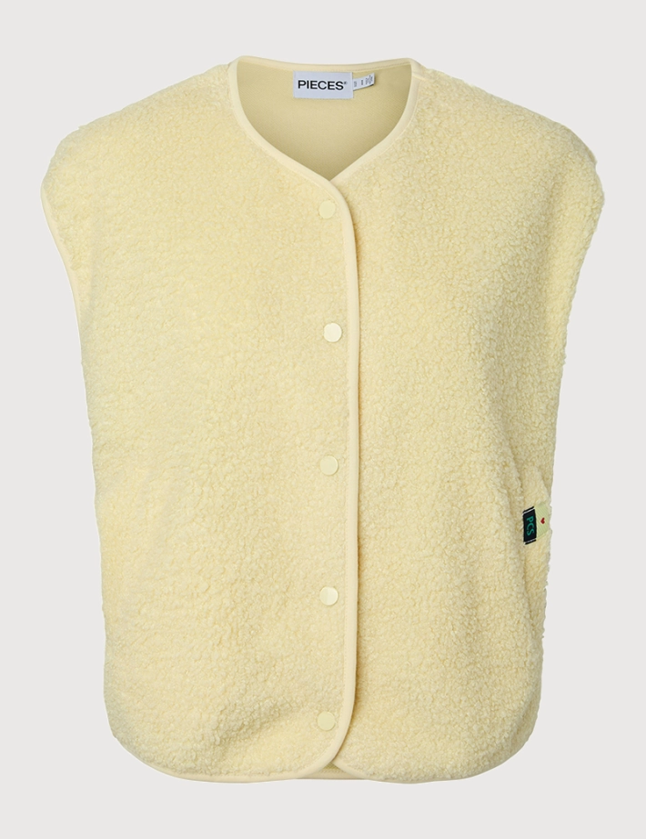 PIECES Gilet Femme Sans Manches Katty Teddy Noos Beige