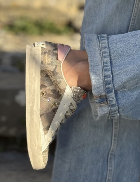 Crime London Baskets Femme Distressed Kaki Militaire - 10