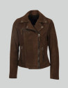 OAKWOOD Perfecto Cuir Femme Clips Lavé Marron Foncé