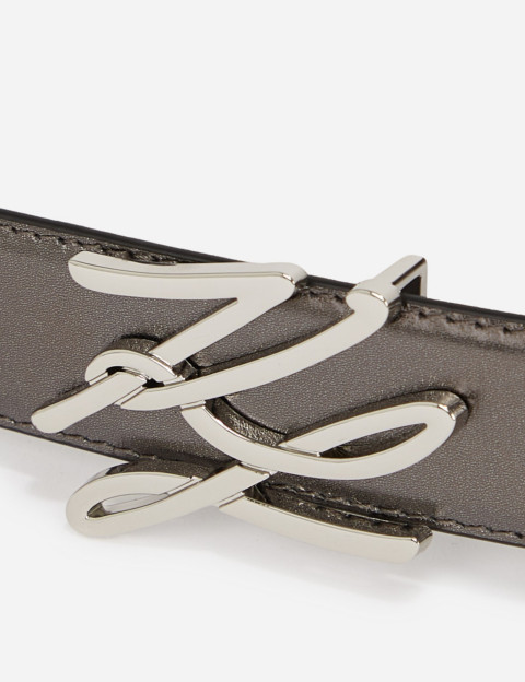 Karl Lagerfeld Ceinture en Cuir Autograph H3 Bronze - 3