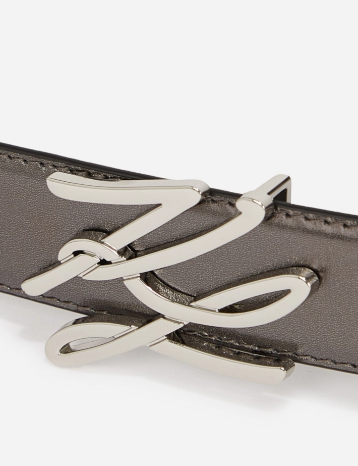 Karl Lagerfeld Ceinture en Cuir Autograph H3 Bronze - 3