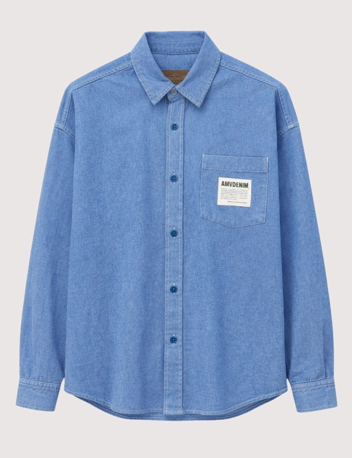 American Vintage Chemise Homme Bleu Pusway Cascade