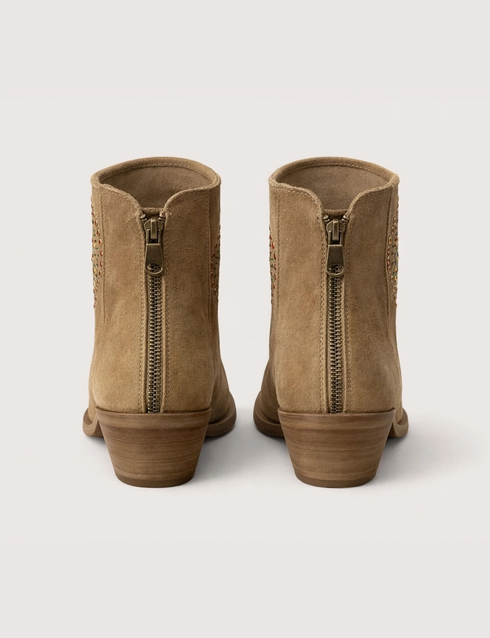 Métisse Bottines en Cuir à Rivets Taupe