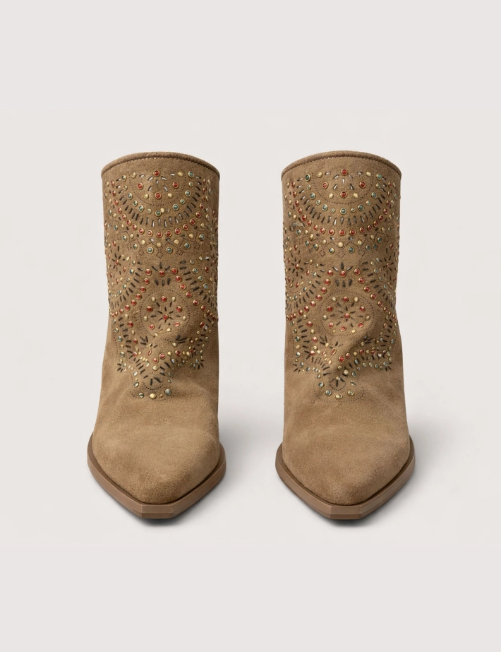 Métisse Bottines en Cuir à Rivets Taupe - 2