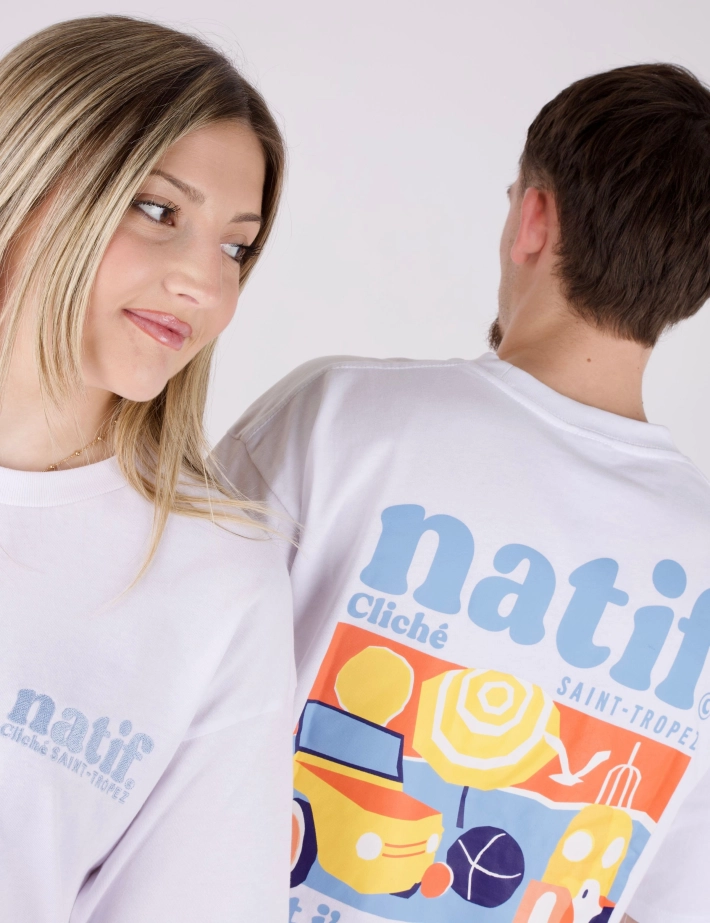 Natif T-shirt Unisexe Cliché Saint-Tropez Blanc