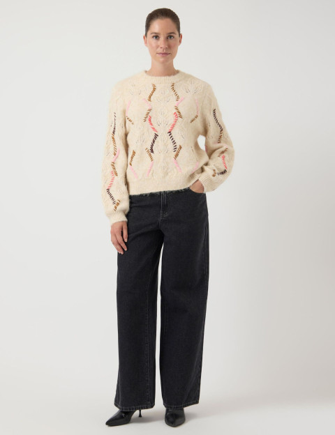 Y.A.S Pull en Laine Gabbi Beige - 6