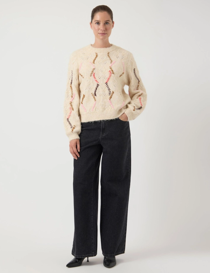 Y.A.S Pull en Laine Gabbi Beige - 6