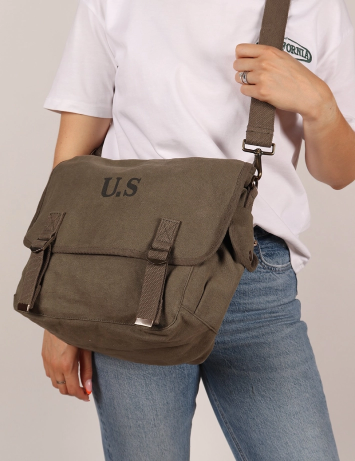 Sac U.S Grande Besace Toile Canvas Kaki - 3