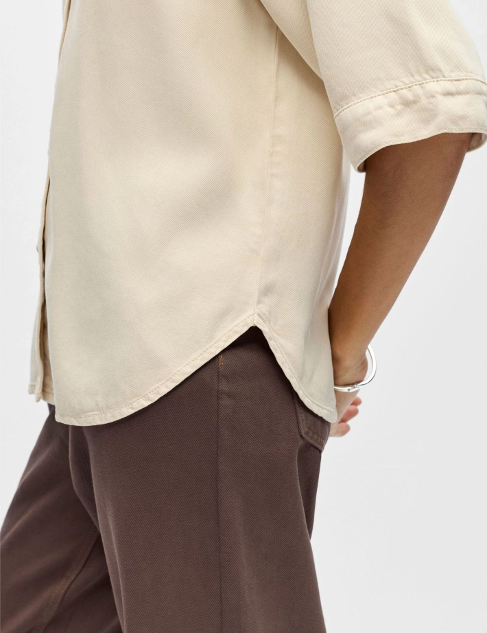 OBJECT Chemise Femme Manches Courtes Beige Denim - 5