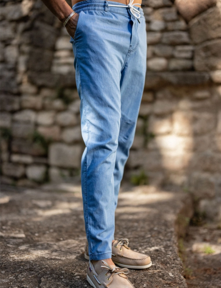 HBT Cotton Touch Peach Lyocel | Matt Pantalon Jean Homme - 2