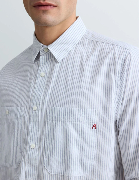 REPLAY Chemise Homme Manches Longues Blanc Bleu 010 - 4