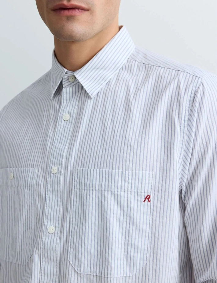 REPLAY Chemise Homme Manches Longues Blanc Bleu 010 - 4