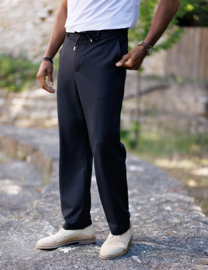 HBT Summer Chic Waffle | Dario Pantalon Noir Homme
