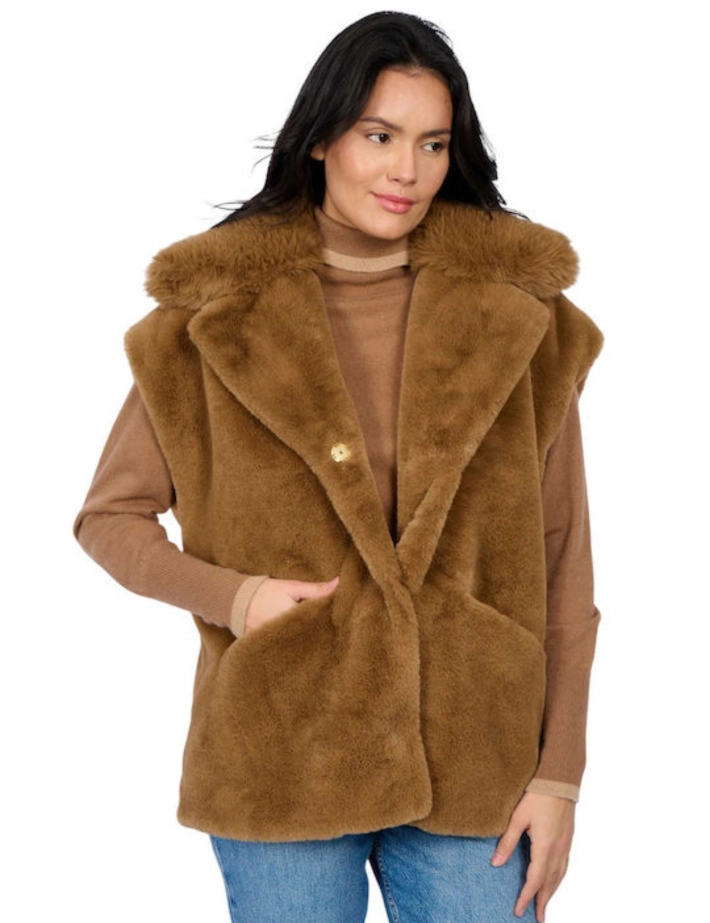 OAKWOOD Gilet Sans Manches Femme Fourrure Enola Camel - 3