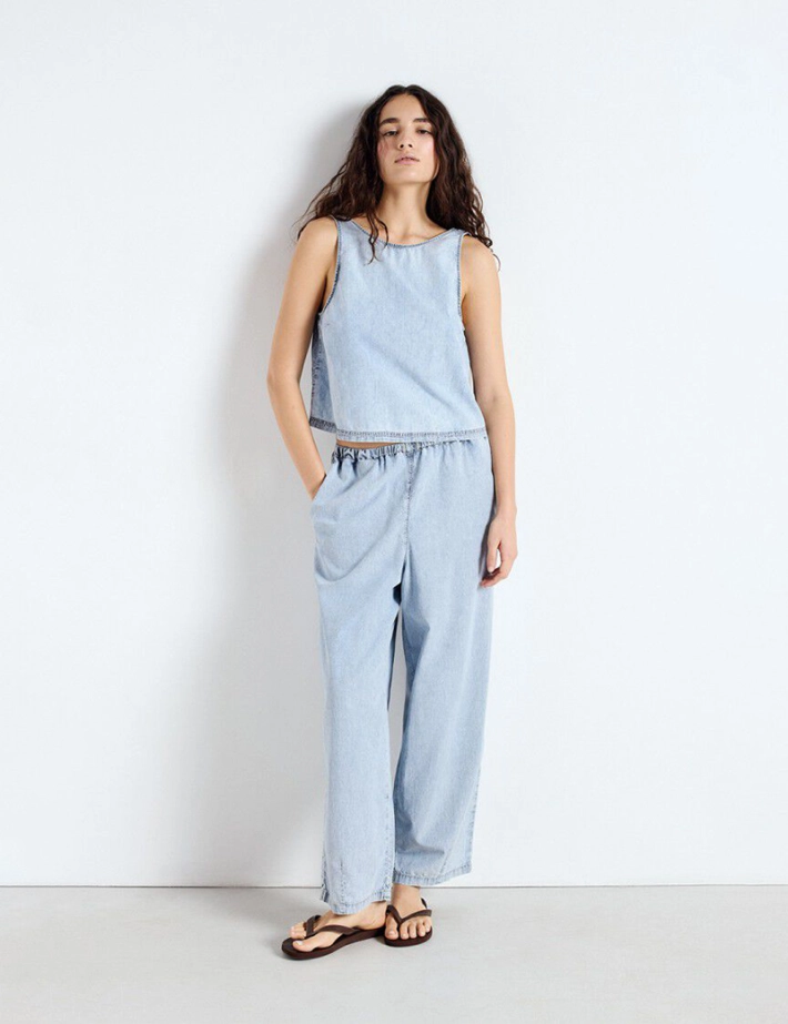American Vintage Jogging Ample Femme Paybou Blue Snow - 5