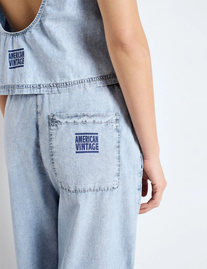 American Vintage Jogging Ample Femme Paybou Blue Snow - 4
