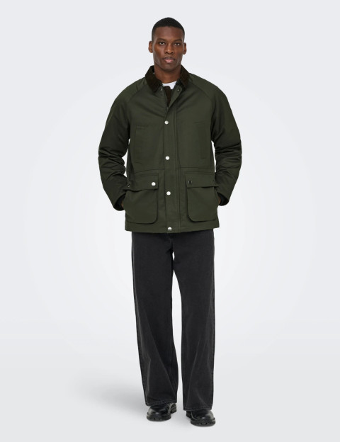 Only & Sons Blouson Homme Bob Waxed Anthracite - 5