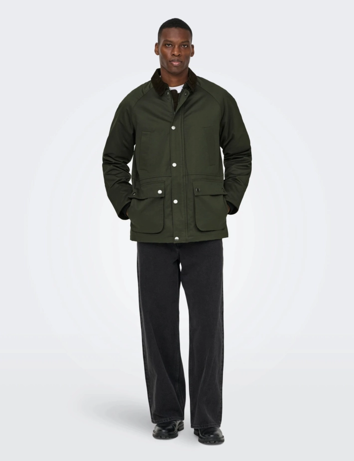 Only & Sons Blouson Homme Bob Waxed Anthracite - 5
