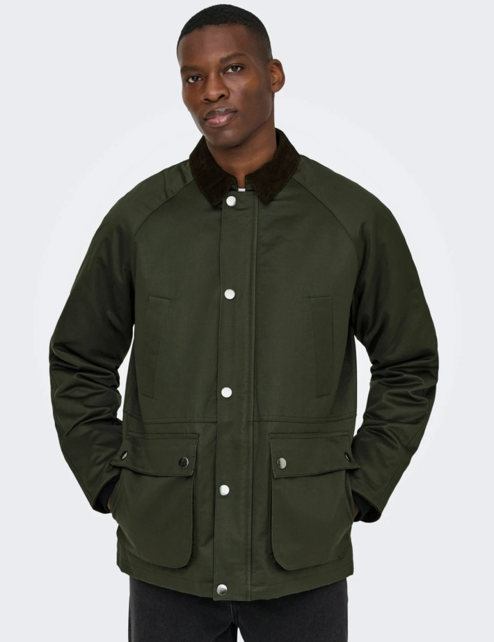 Only & Sons Blouson Homme Bob Waxed Anthracite - 6