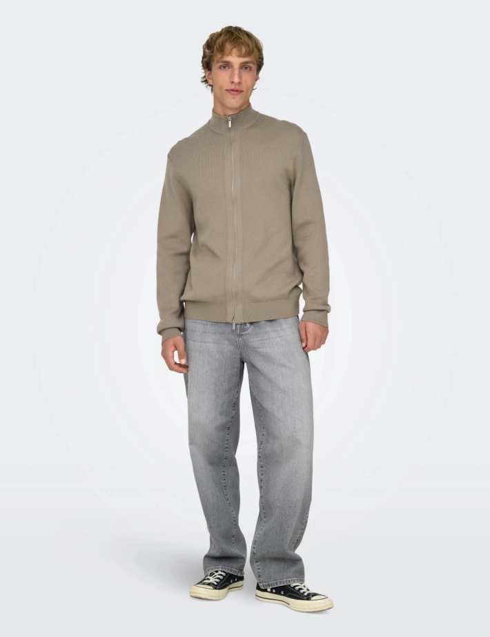Only & Sons Zipper Homme Cooper Marron - 2