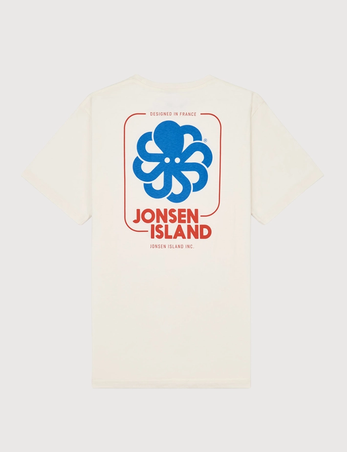 Jonsen Island T-Shirt Homme Manches Courtes Classic Big Label Beige