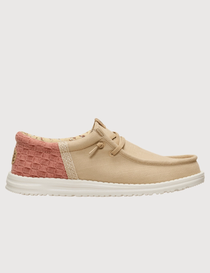 Hey Dude Chaussures Homme en Toile Wally Funk Summer Stich Beige Rouge