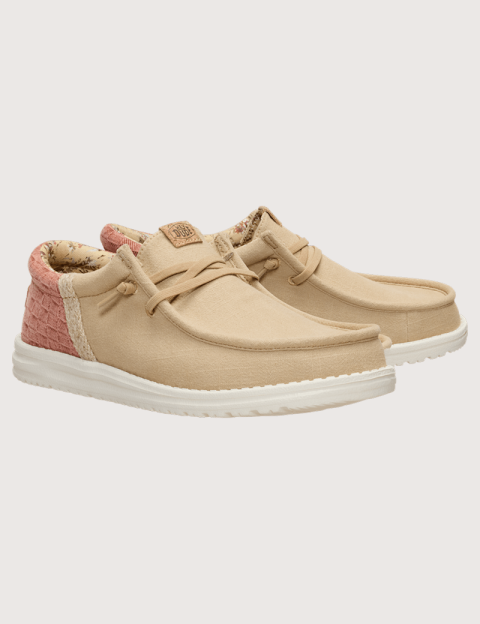 Hey Dude Chaussures Homme en Toile Wally Funk Summer Stich Beige Rouge - 2