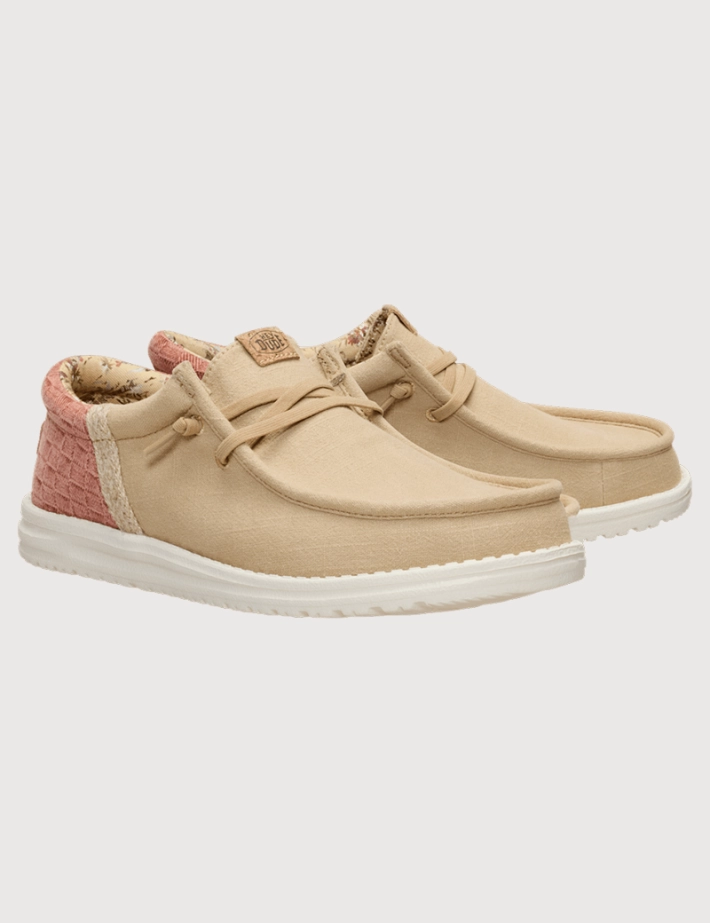 Hey Dude Chaussures Homme en Toile Wally Funk Summer Stich Beige Rouge - 2