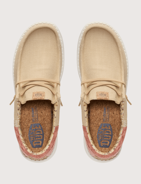 Hey Dude Chaussures Homme en Toile Wally Funk Summer Stich Beige Rouge - 3